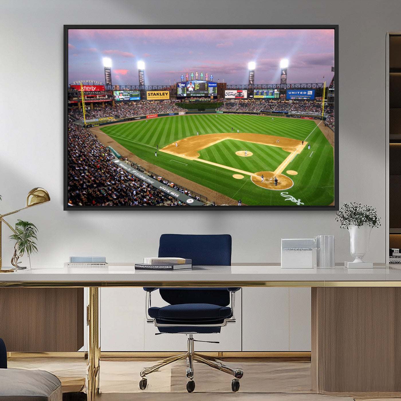 MGV-FC-36X24 - Chicago White Sox Baseball Team Print Canvas- Guaranteed Rate Field Stadium Wall Art Canvas Print