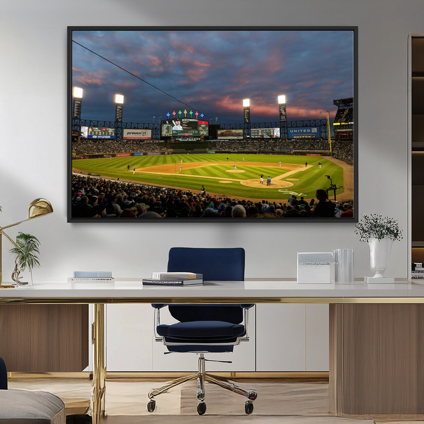 MGV-FC-36X24 - Chicago White Sox Baseball Team Print Canvas- Guaranteed Rate Field Stadium Wall Art Canvas Print