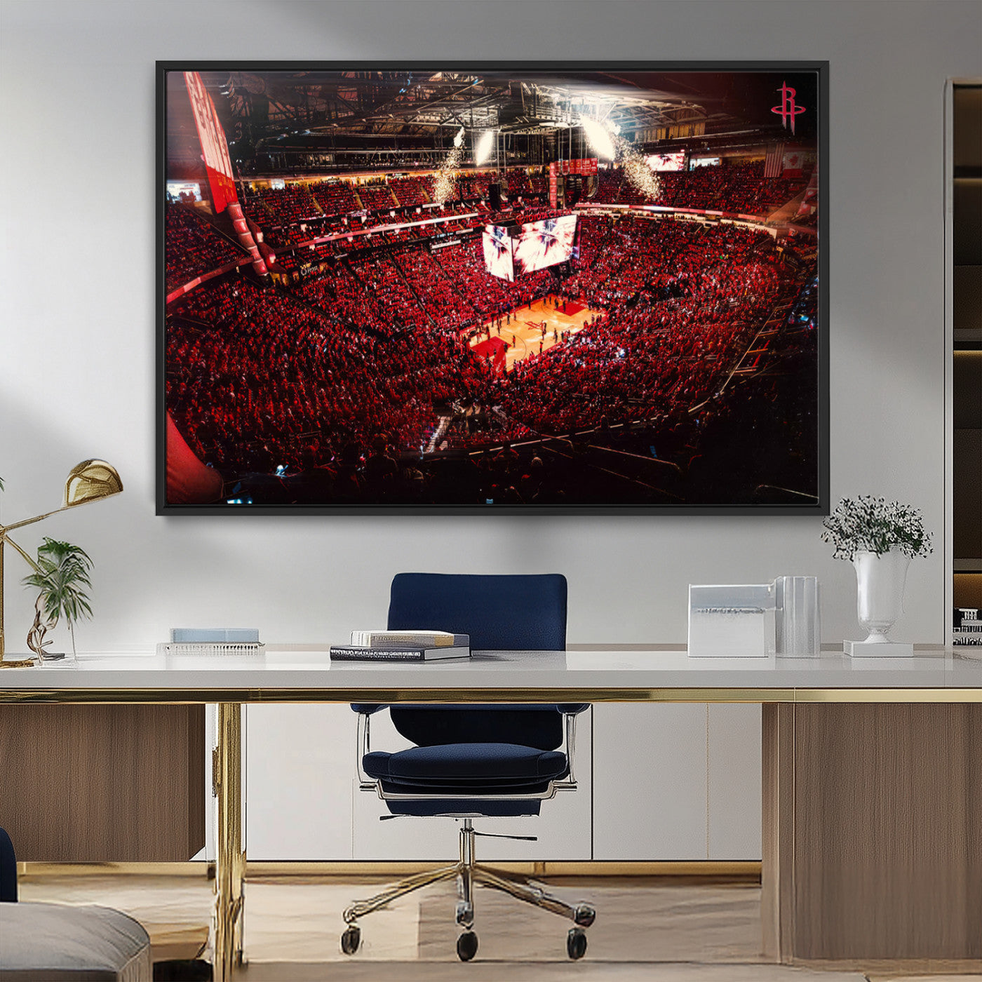 MGV-FC-36X24 - Houston Rockets Basketball Team Print Canvas- Houston Toyota Center Stadium Wall Art Canvas Print