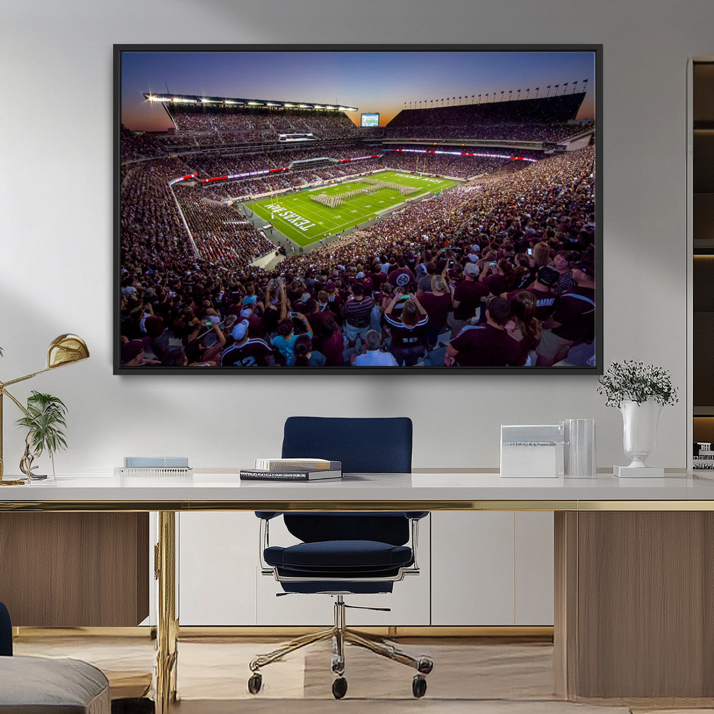 MGV-FC-36X24 - Texas A&M University Aggies Football Team Print - College Station Kyle Field Stadium Wall Art Canvas