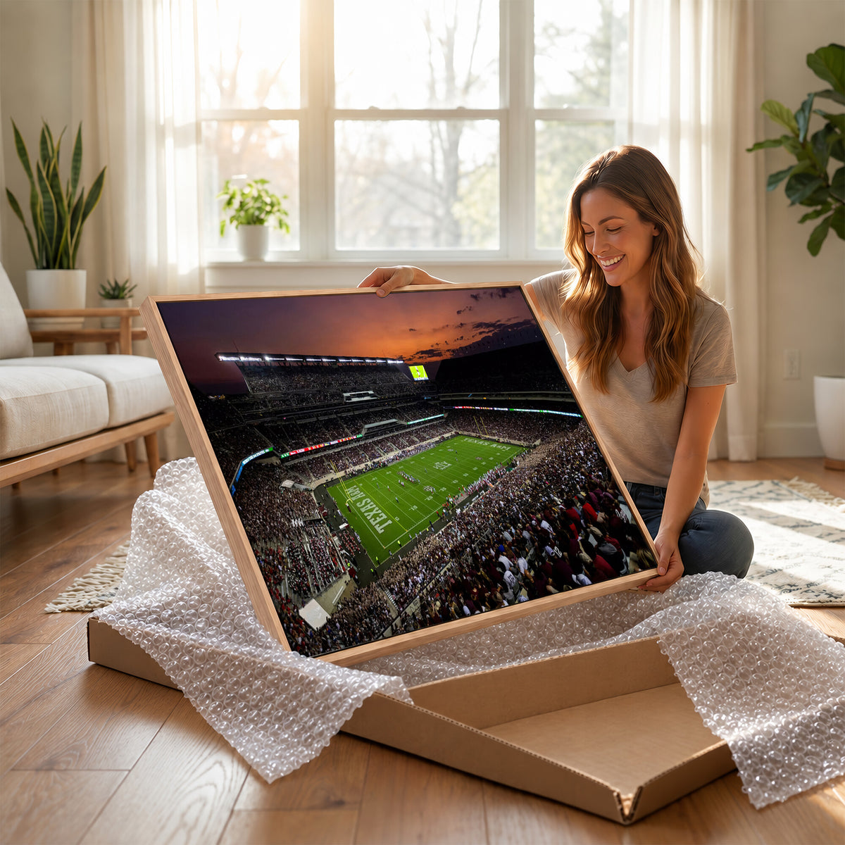 45603-MGV-CV-36X24 - Texas A&M University Aggies Football Team Print, College Station Kyle Field Stadium Wall Art