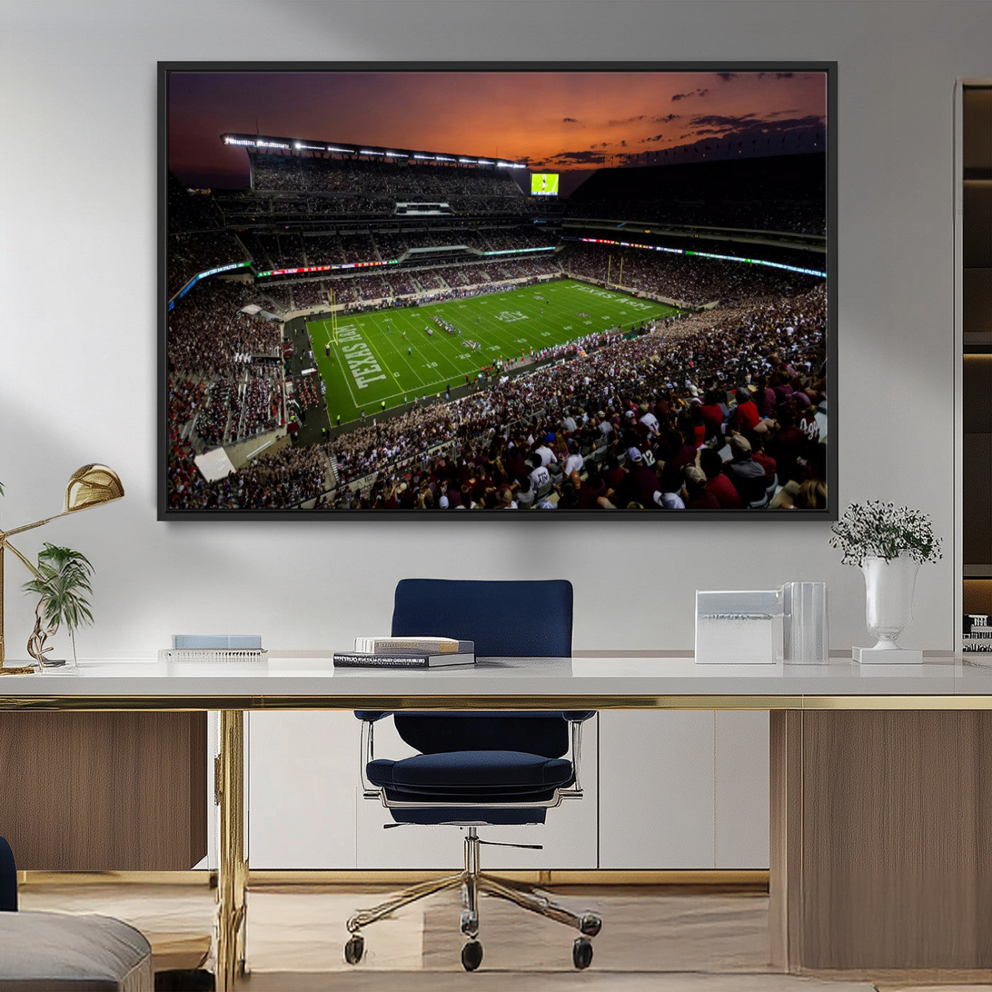 MGV-FC-36X24 - Texas A&M Aggies Football Team Print - College Station Kyle Field Stadium Wall Art Canvas Print