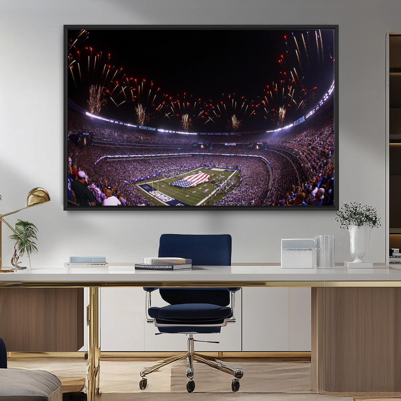 MGV-FC-36X24 - New York Giants Football Team Print - East Rutherford MetLife Stadium Wall Art Canvas Print