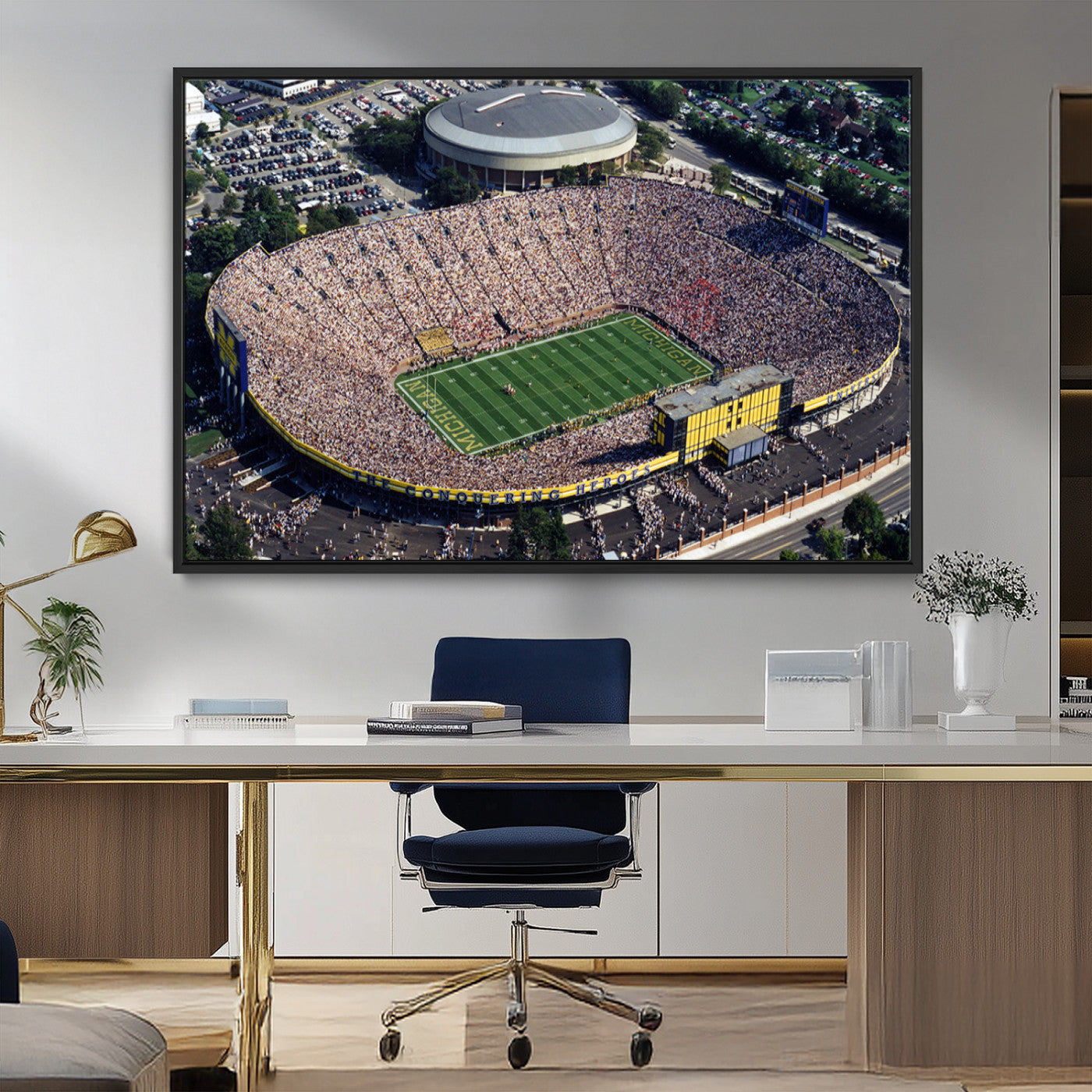 MGV-FC-36X24 - Michigan Wolverines Football Team Print - Ann Arbor Michigan Stadium Print, Michigan Wolverines