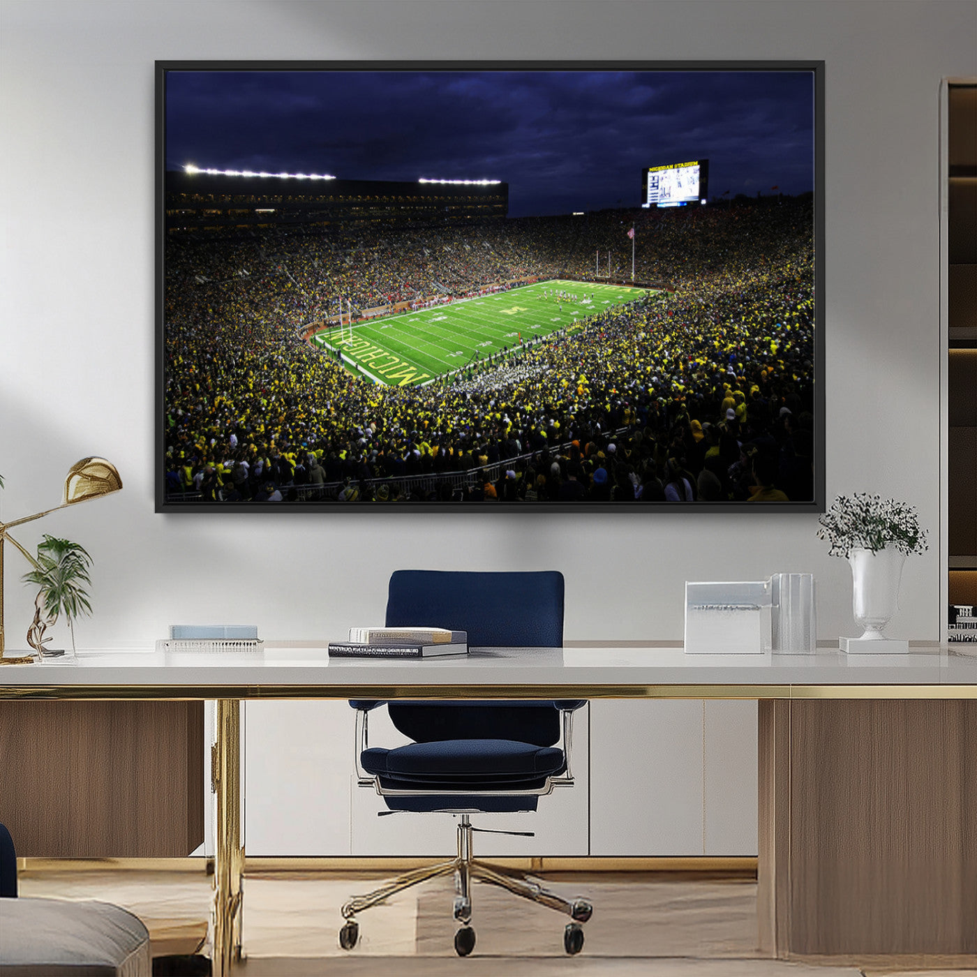 MGV-FC-36X24 - Michigan Wolverines Football Canvas Wall Decor, Football Team Print - Ann Arbor Michigan Stadium