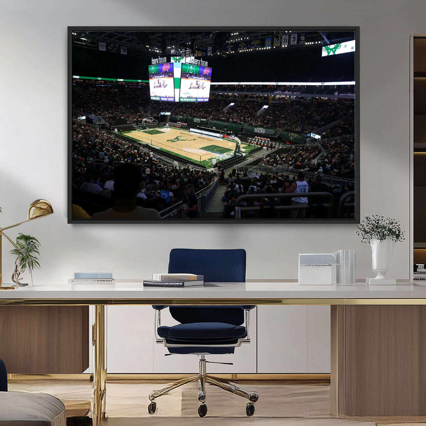 MGV-FC-36X24 - Milwaukee Bucks Basketball Print - Fiserv Forum Stadium Wall Art Canvas Print