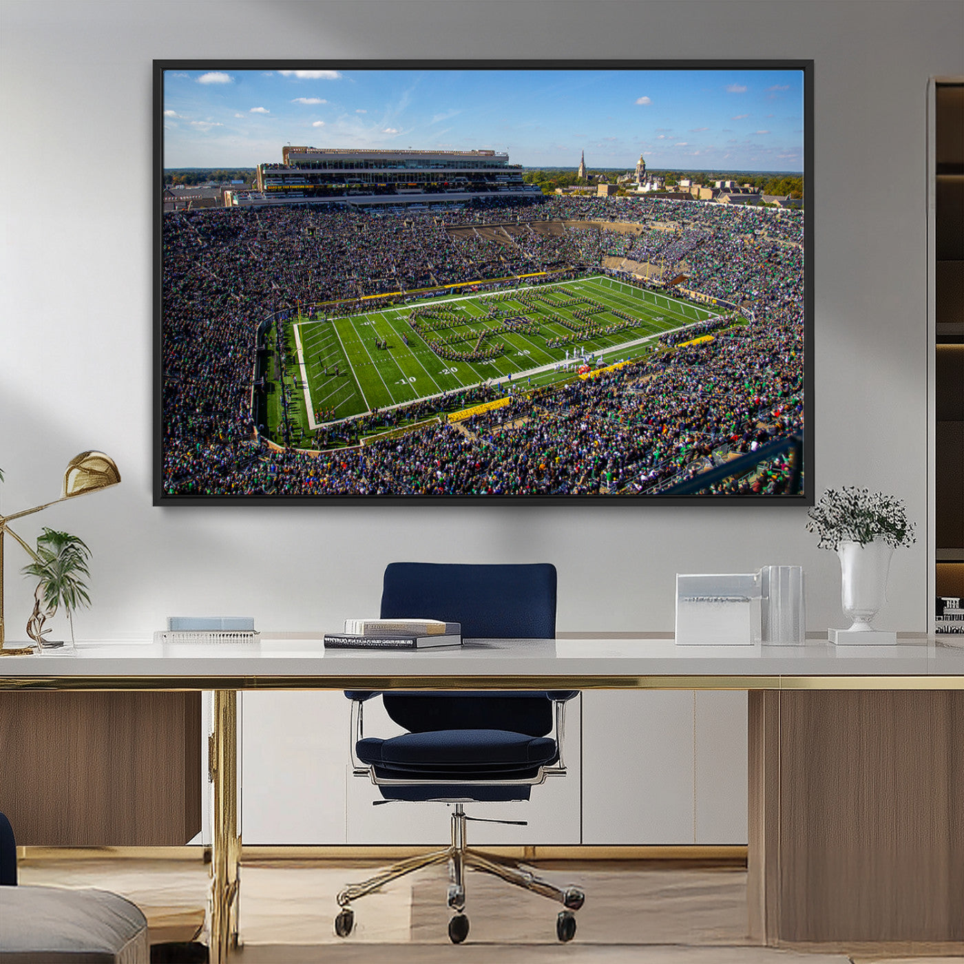 MGV-FC-36X24 - Notre Dame Fighting Irish Football Team Print - Notre Dame Stadium Wall Art Canvas Print