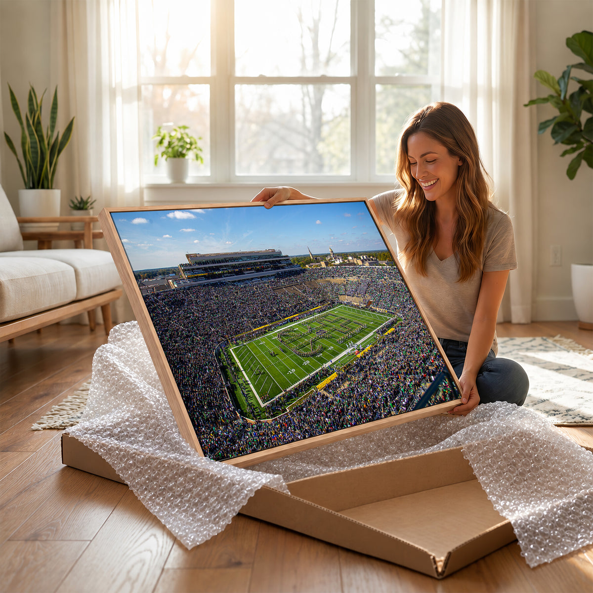 50114-MGV-CV-36X24 - Notre Dame Fighting Irish Football Team Print, Notre Dame Stadium Wall Art