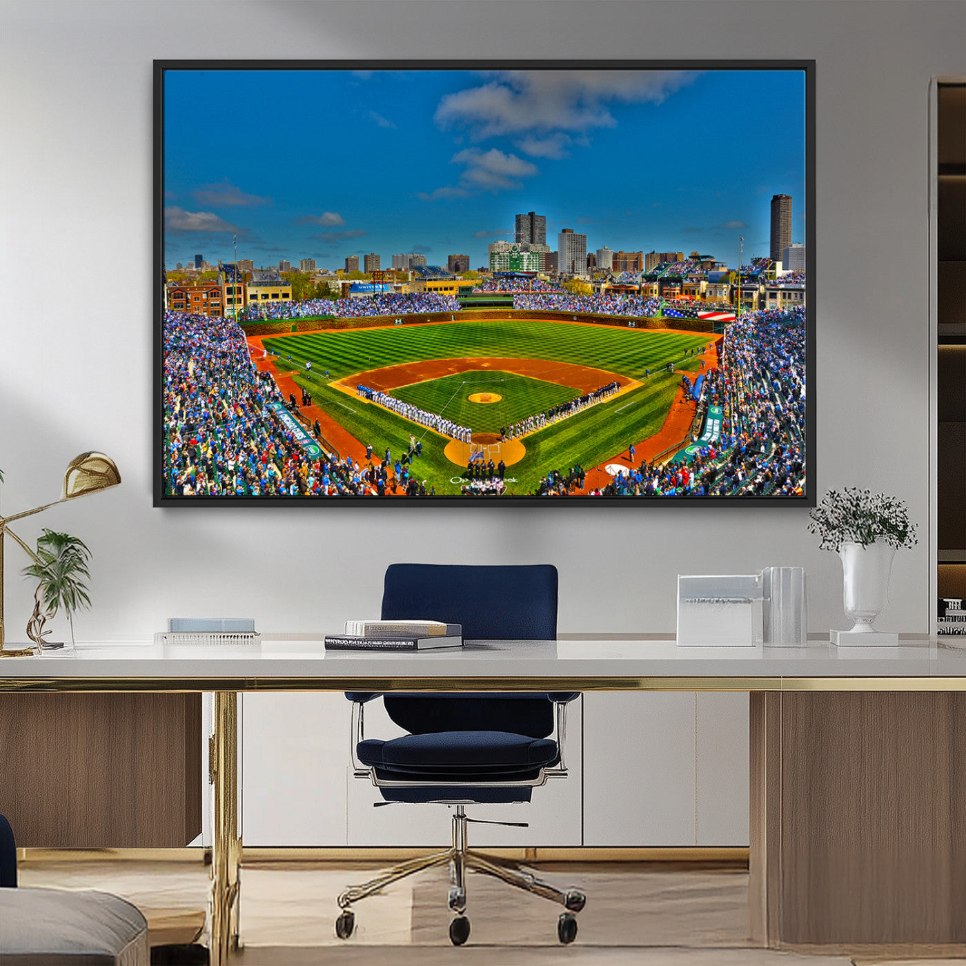 MGV-FC-36X24 - Wrigley Field Chicago Cubs Canvas Wall Art - Iconic Baseball Stadium Print for Sports Lovers - Ready