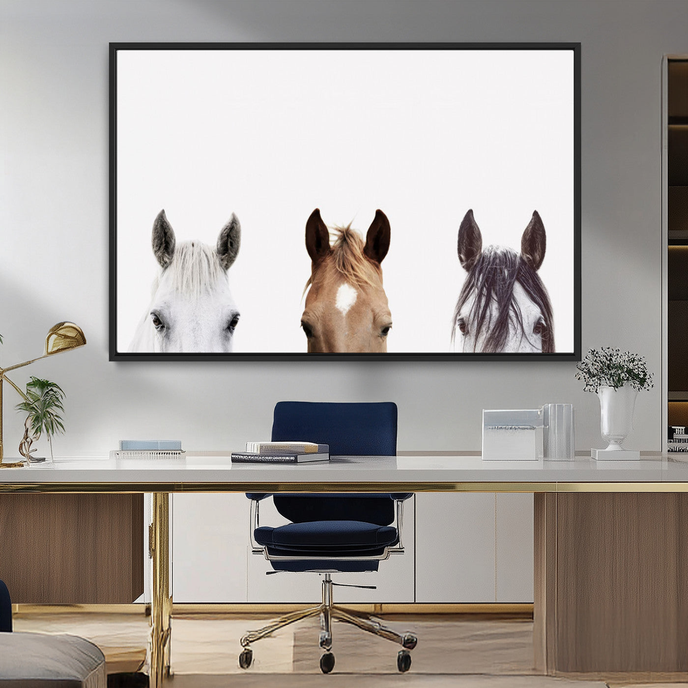 MGV-FC-36X24 - Horse Prints Set, Set of 3 Horse Wall Art, Horses Portraits, Farmhouse Wall Art, Farm Animals