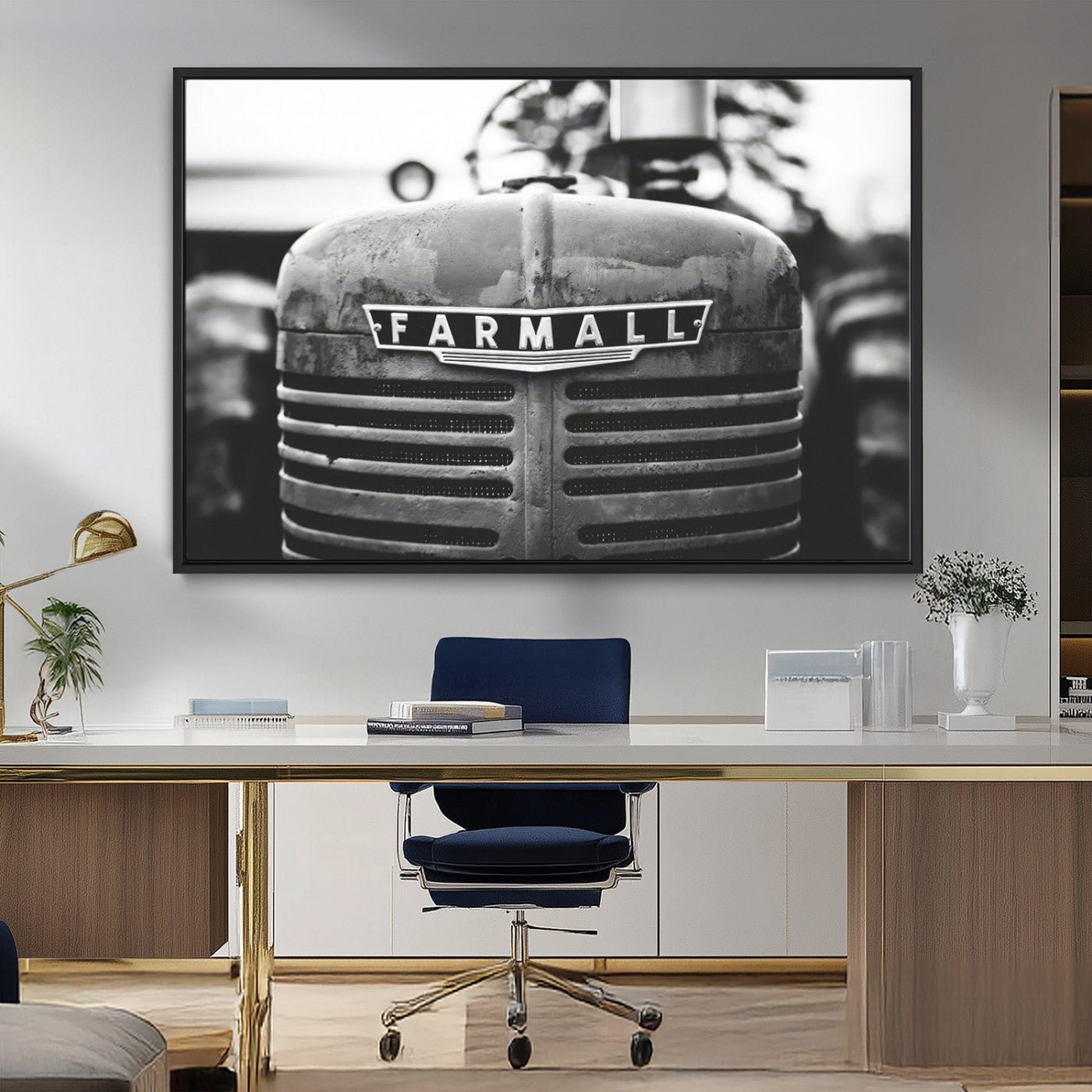MGV-FC-36X24 - Vintage Farmall Tractor Wall Art Canvas Print, Rustic Farmhouse Decor Ready to Hang