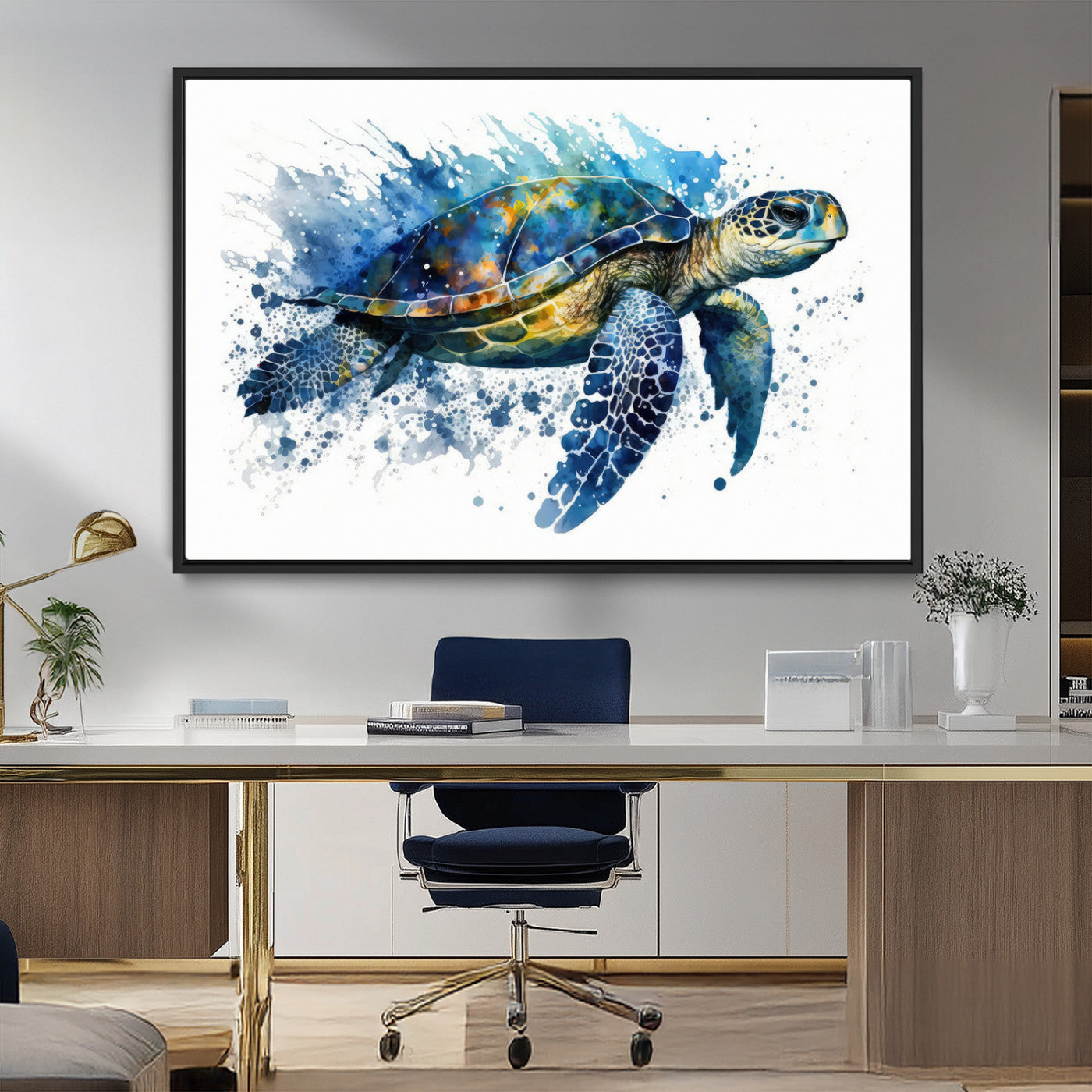 MGV-FC-36X24 - Watercolor Turtle Wall Art Canvas Print for Decoration