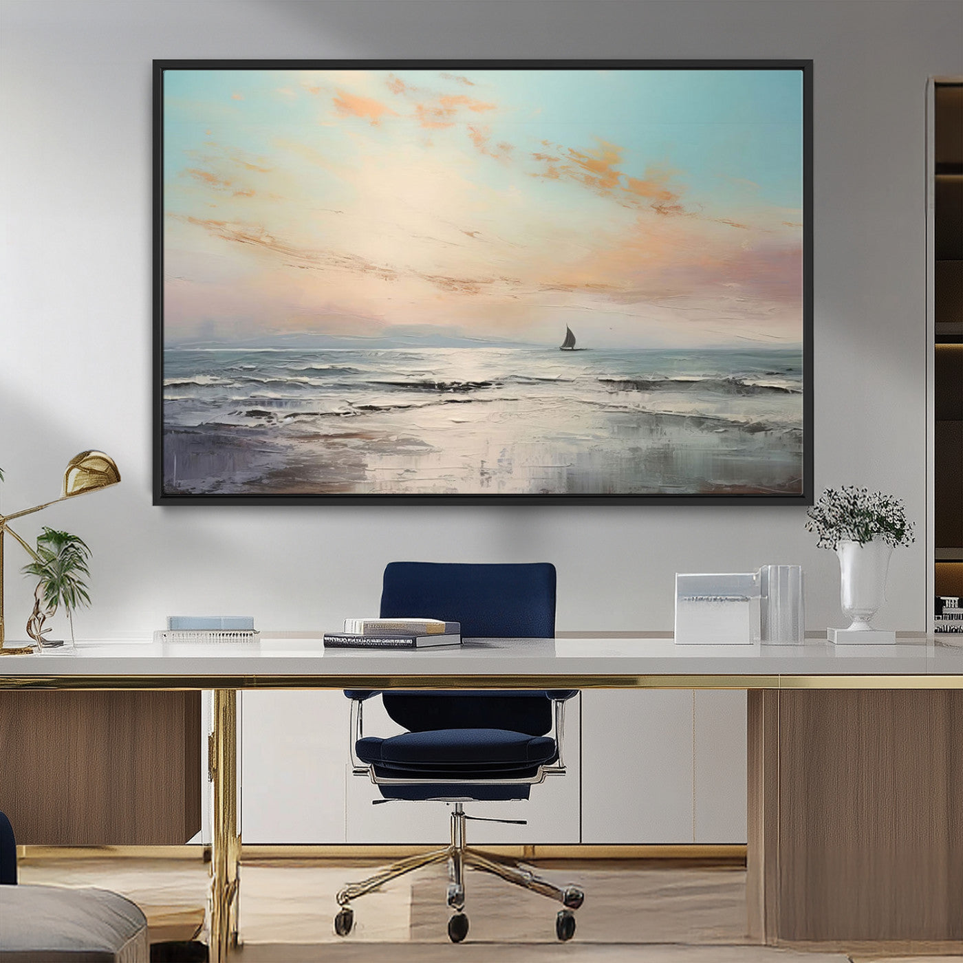 MGV-FC-36X24 - Abstract Ocean Wall Art -  Boat Wall Art Canvas Print