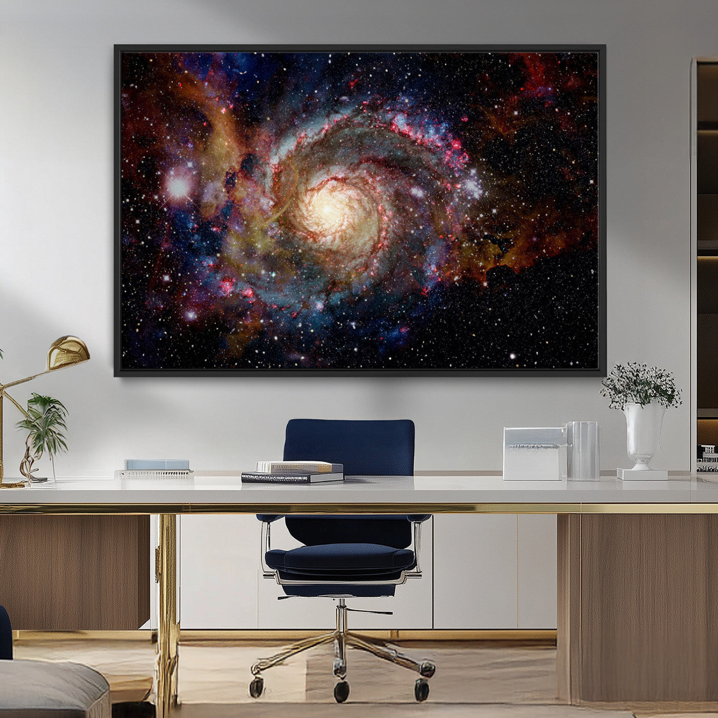 MGV-FC-36X24 - Nebula and Galaxies in Space Wall Art Canvas Print, Spiral Galaxy Wall Art Canvas Print