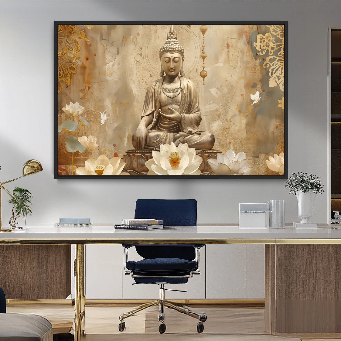 MGV-FC-36X24 - Buddha Wall Art Canvas Print, Buddha Meditation Room Decor, Yoga Room Wall Decor