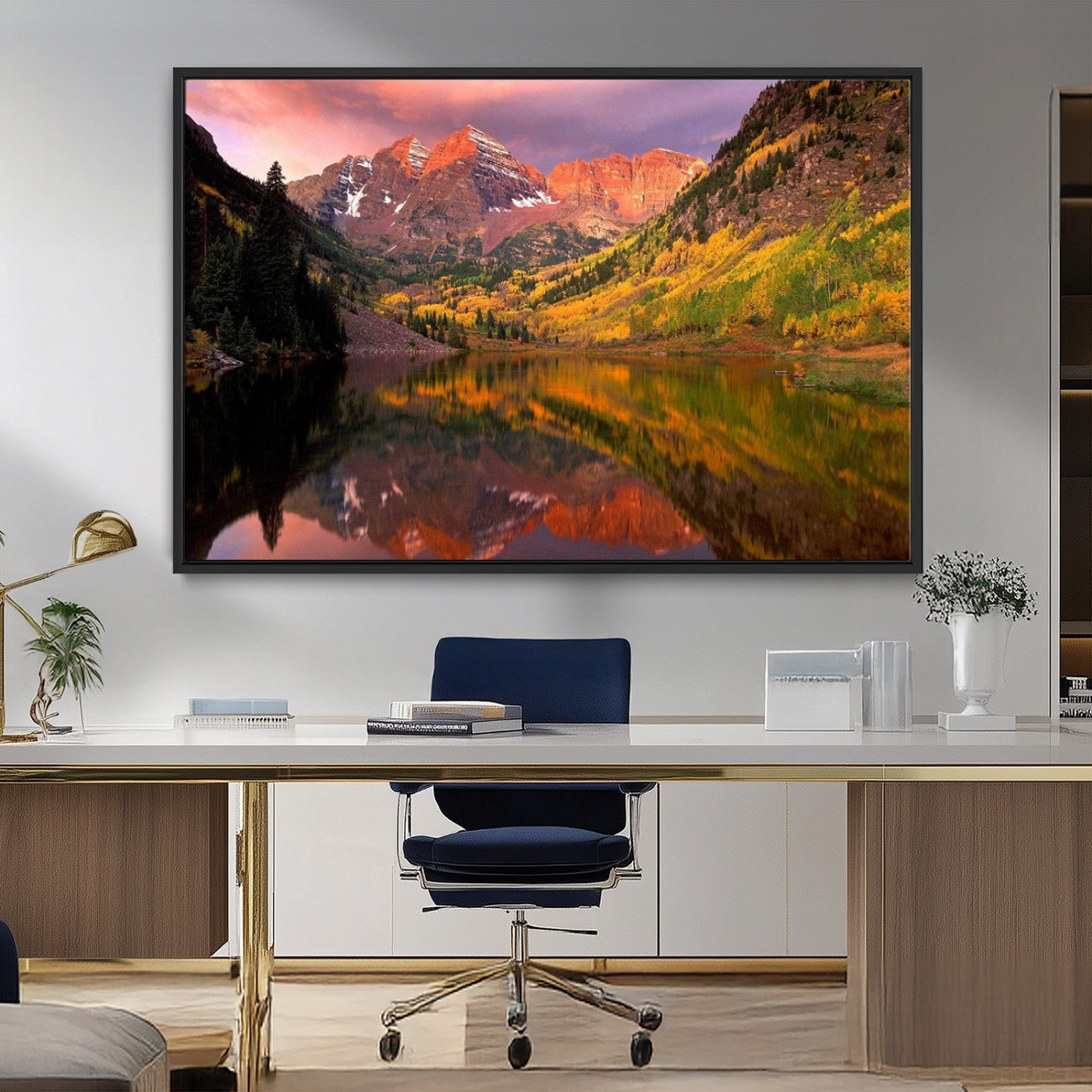 86946-MGV-FC-36X24_Black-Colorado Rockies Mountain Sunset Wall Art | Ready to Hang and Framed | Scenic Nature Landscape