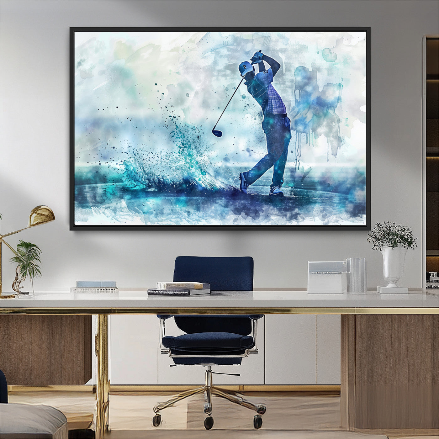 MGV-FC-36X24 - Golf Swing Wall Art Canvas Print - Sports-Inspired Watercolor Decor - Ready to Hang