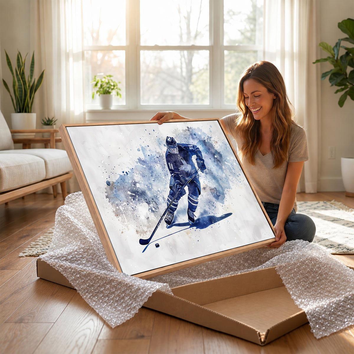 39795-MGV-CV-36X24 - Hockey Player Wall Art Canvas Print