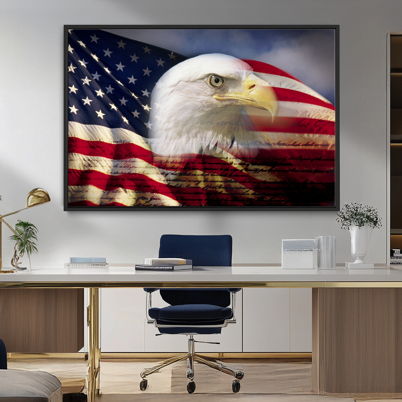 MGV-FC-36X24 - American Flag Eagle Symbol Wall Art, American Flag Eagle Wall Art Canvas Print