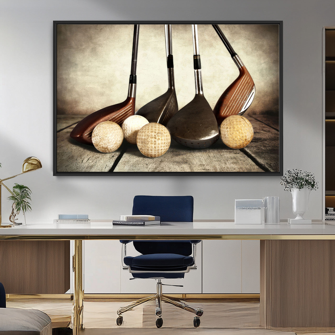 MGV-FC-36X24 - Vintage Golf Ball Art | Golf Decor for Man Cave or Office | Ready to Hang and Framed