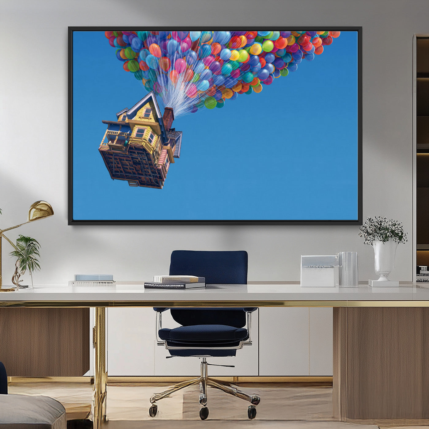 MGV-FC-36X24 - Carl Fredricksen, Up Movie Wall Art, Balloons Wall Art, Air Balloons for Kids Room Print