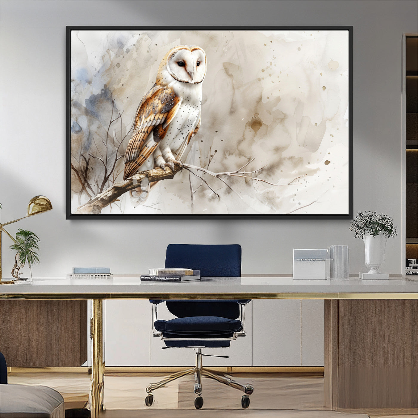 MGV-FC-36X24 - Barn Owl Wall Art | Watercolor Canvas Print | Perfect for Farmhouse Wall Decor | Ready to Hang