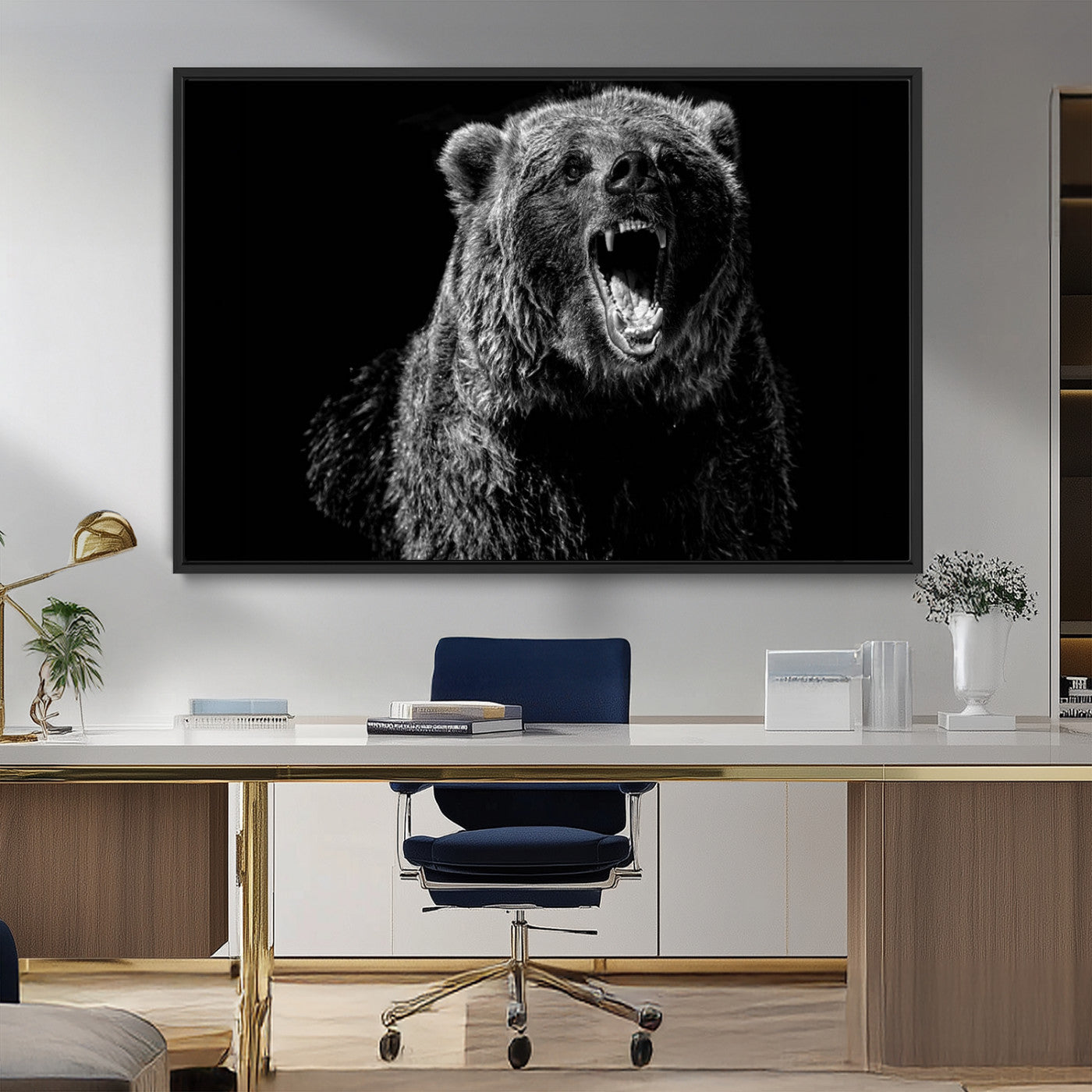 MGV-FC-36X24 - Bear Canvas Print | Wildlife Wall Art for Cabin Decor | Ready to Hang Framed