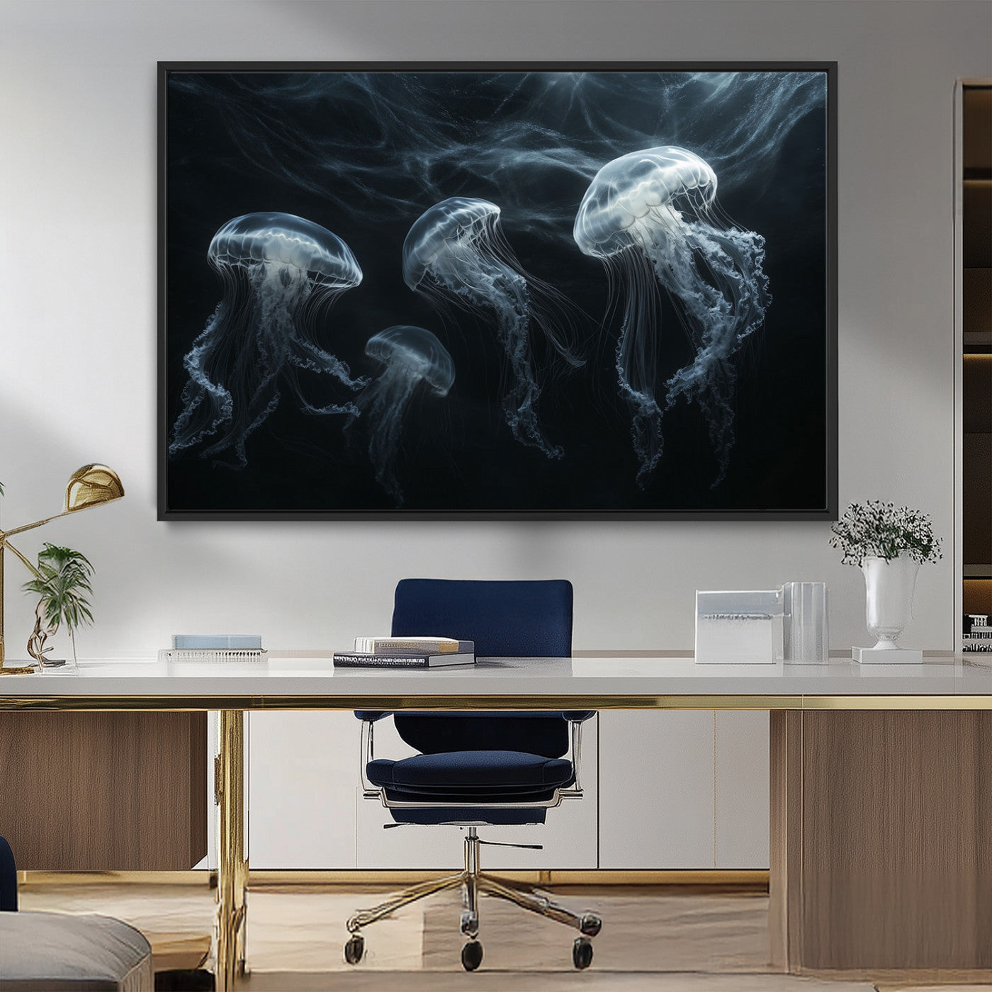 MGV-FC-36X24 - Jellyfish Wall Art Canvas Print, Elegant Wall Decor