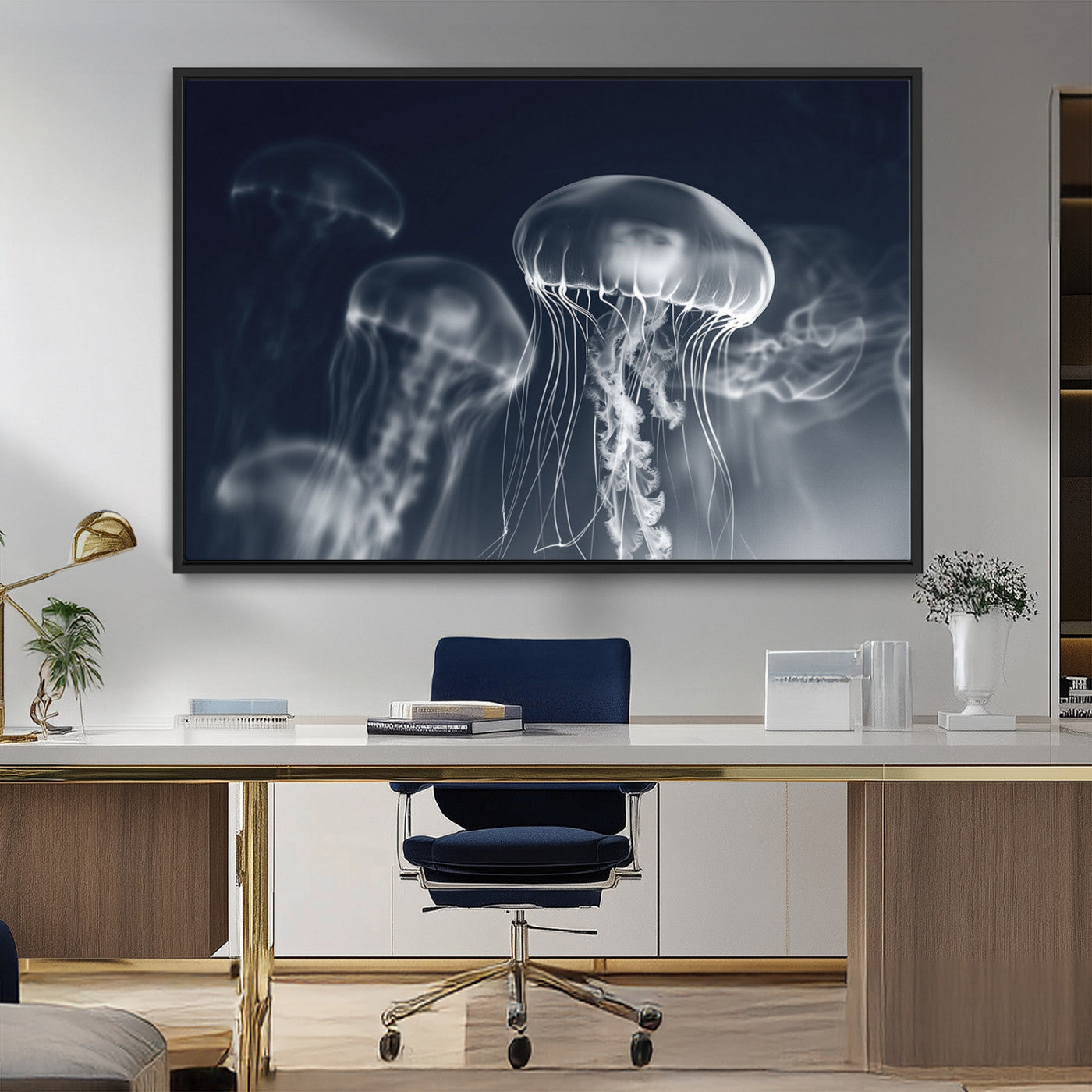 MGV-FC-36X24 - Jellyfish Wall Art Canvas Print, Modern Abstract Jellyfish Wall Decor