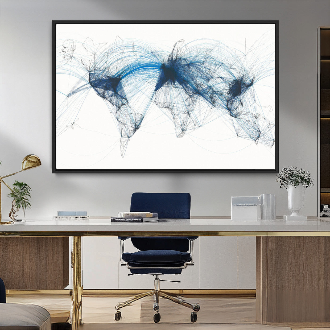 MGV-FC-36X24 - Push Pin World Map Canvas Print – Framed Wall Art for Couples to Track Their Travels – Anniversary