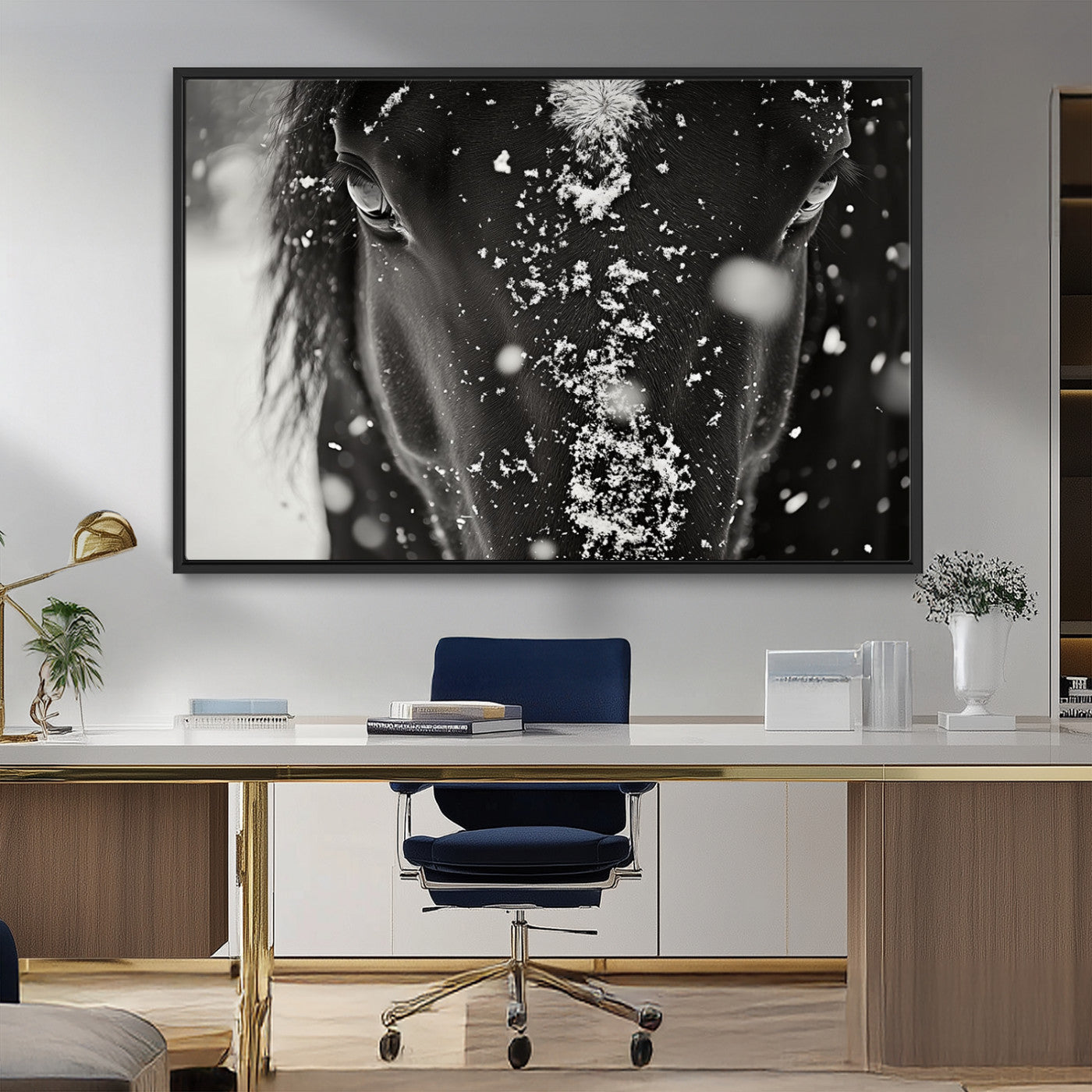 MGV-FC-36X24 - Winter Horse Snow Wall Art Canvas Print