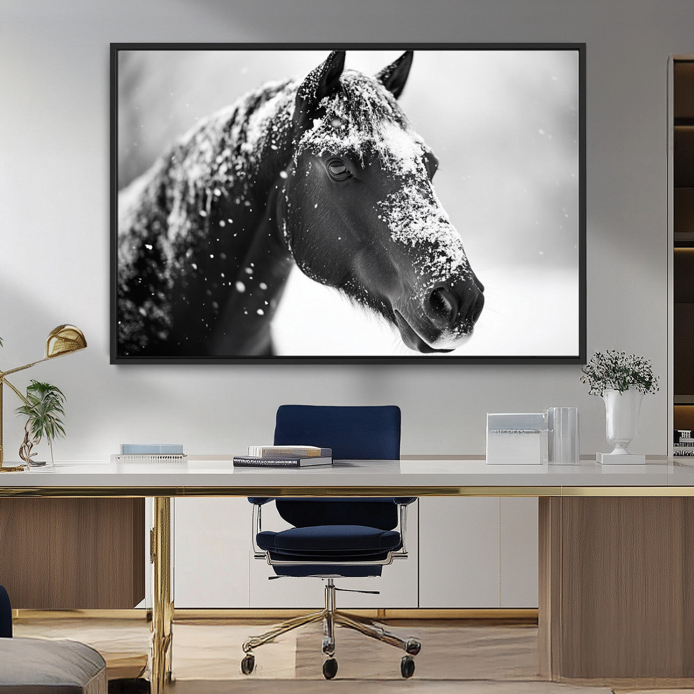 MGV-FC-36X24 - Horse Canvas Print - Winter Horse Snow Wall Art Canvas Print