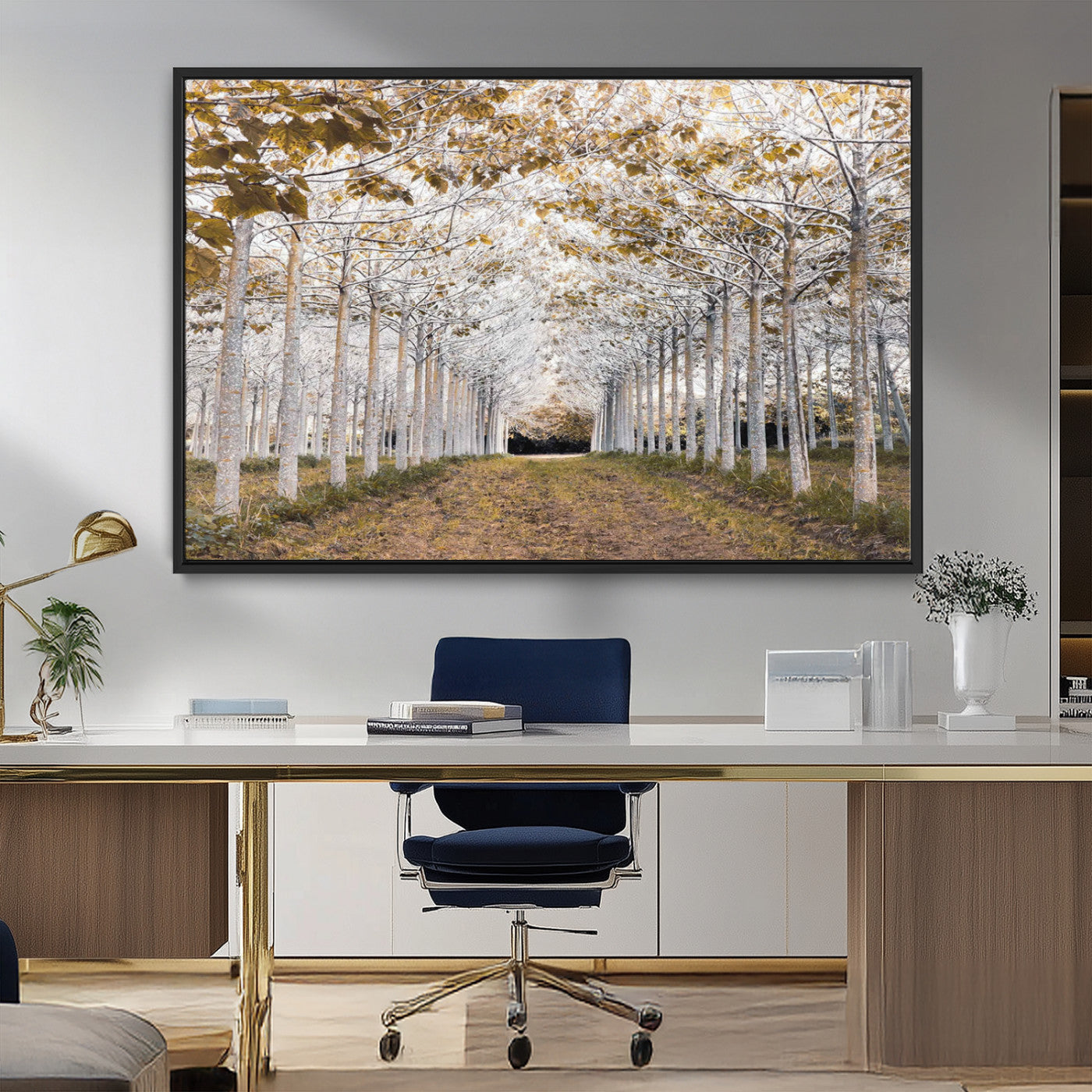 MGV-FC-36X24 - Forest Grove Wall Art | Serene Pathway Canvas Print | Ready to Hang and Framed Nature Wall Decor for