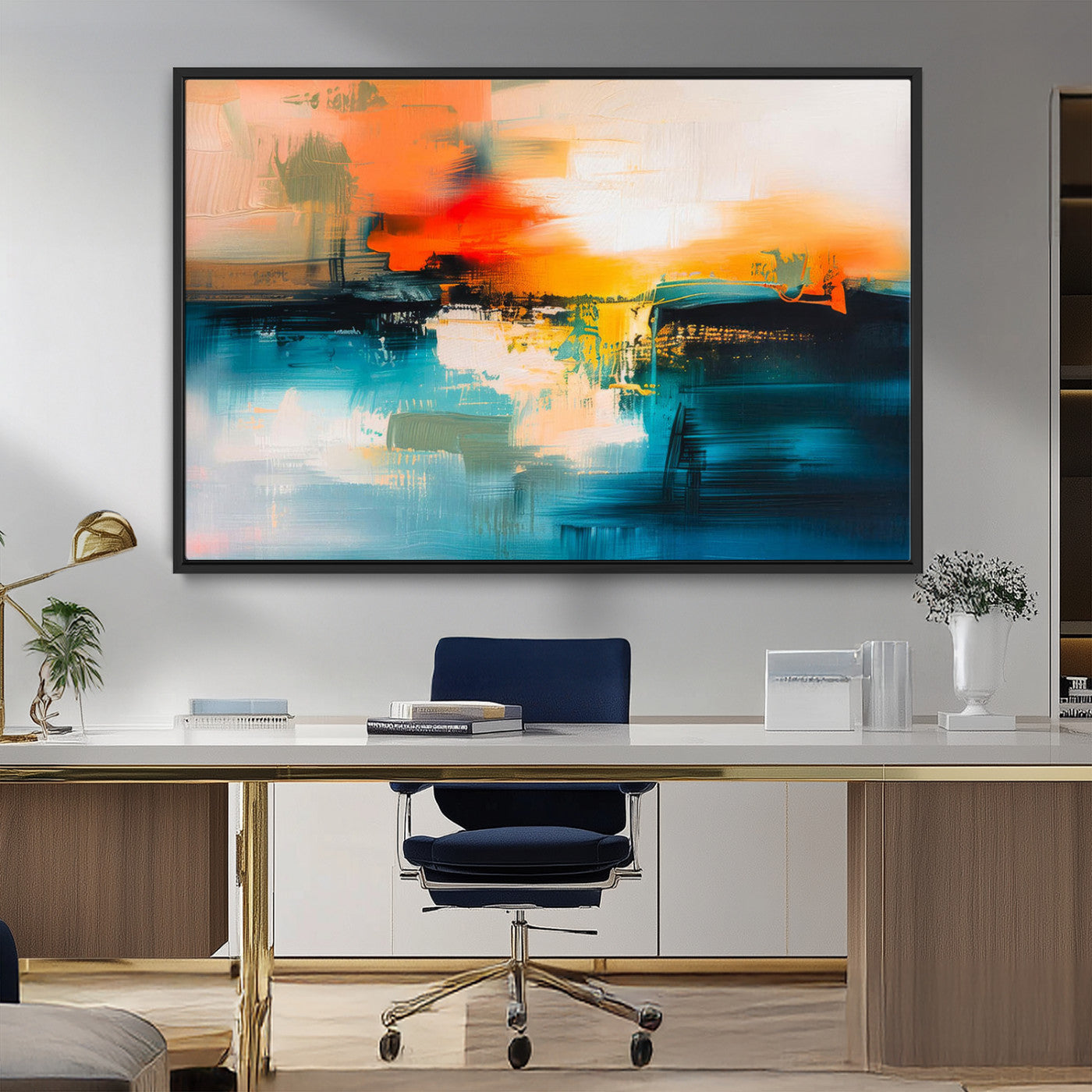 MGV-FC-36X24 - Colorful Abstract Wall Art | Bold Modern Canvas Print | Ready to Hang and Framed for Living Room or