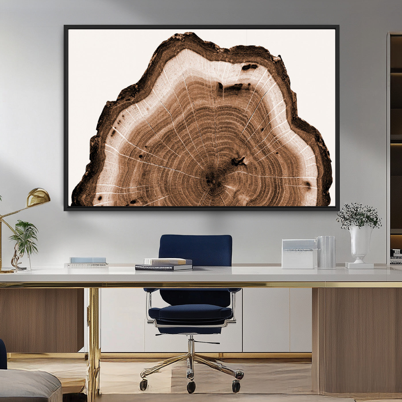 45195-MGV-FC-36X24_Black-Rustic Wood Rings Wall Art | Nature-Inspired Tree Ring Canvas Print | Ready to Hang and Framed for