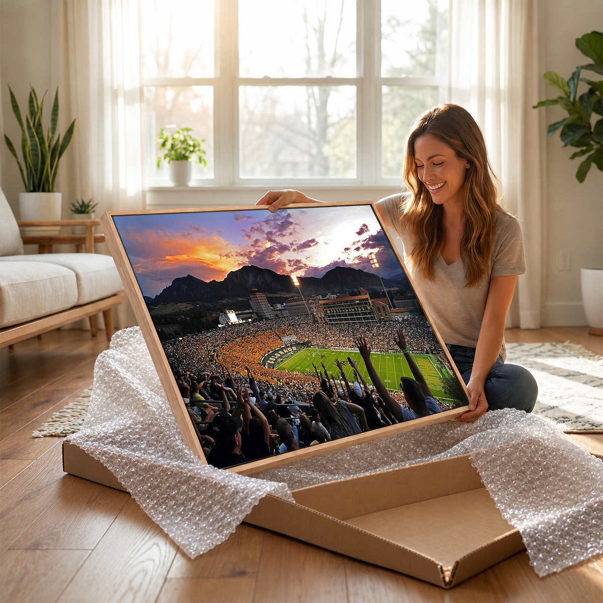 52579-MGV-CV-36X24 - Folsom Field, University of Colorado Buffaloes Football, Framed and Ready to Hang
