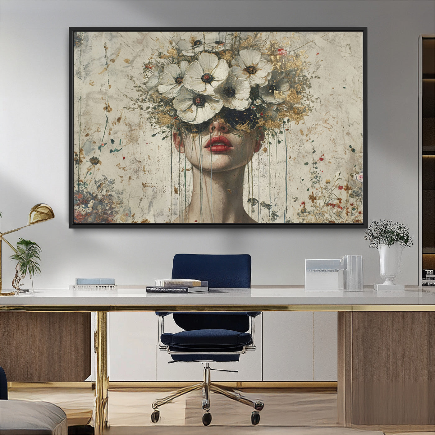 MGV-FC-36X24 - Abstract Floral Women Patel Wall Art Canvas Print