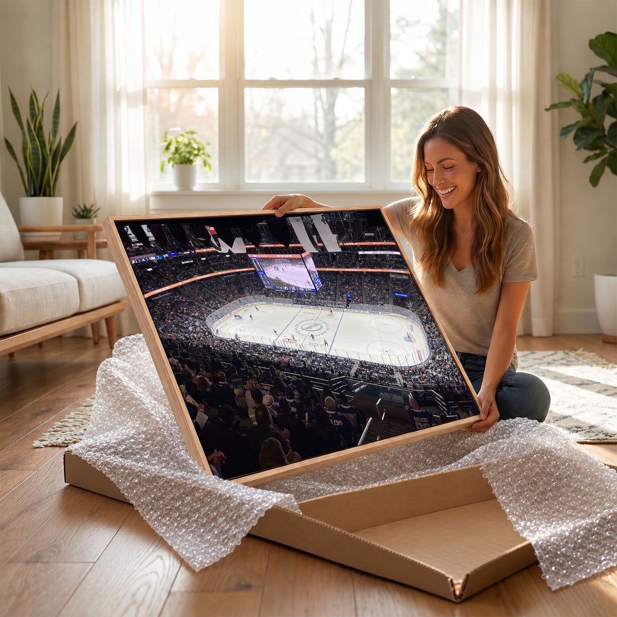 51641-MGV-CV-36X24 - Amalie Arena Florida Wall Art Canvas Print, NHL Hockey, Framed and Ready to Hang