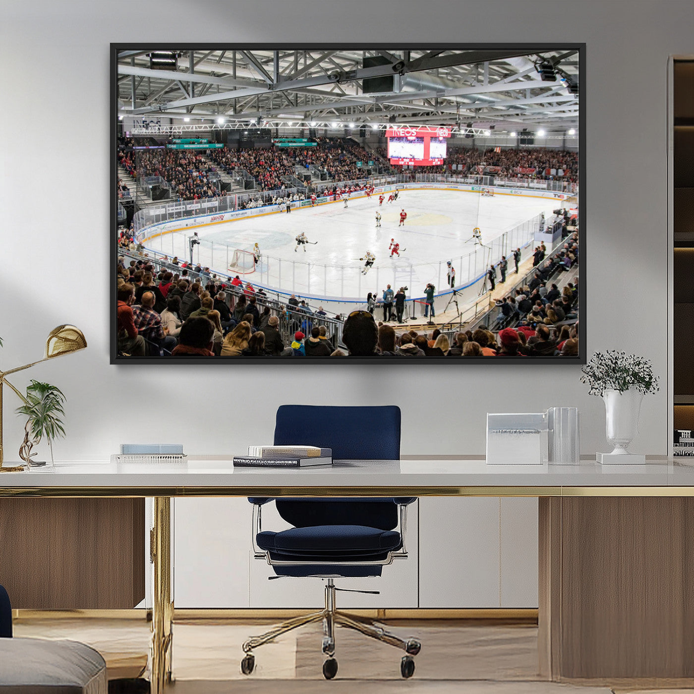 MGV-FC-36X24 - Lausanne Arena Ice Hockey Stadium Wall Art Canvas Print, Framed Lausanne Arena Ice Hockey Canvas