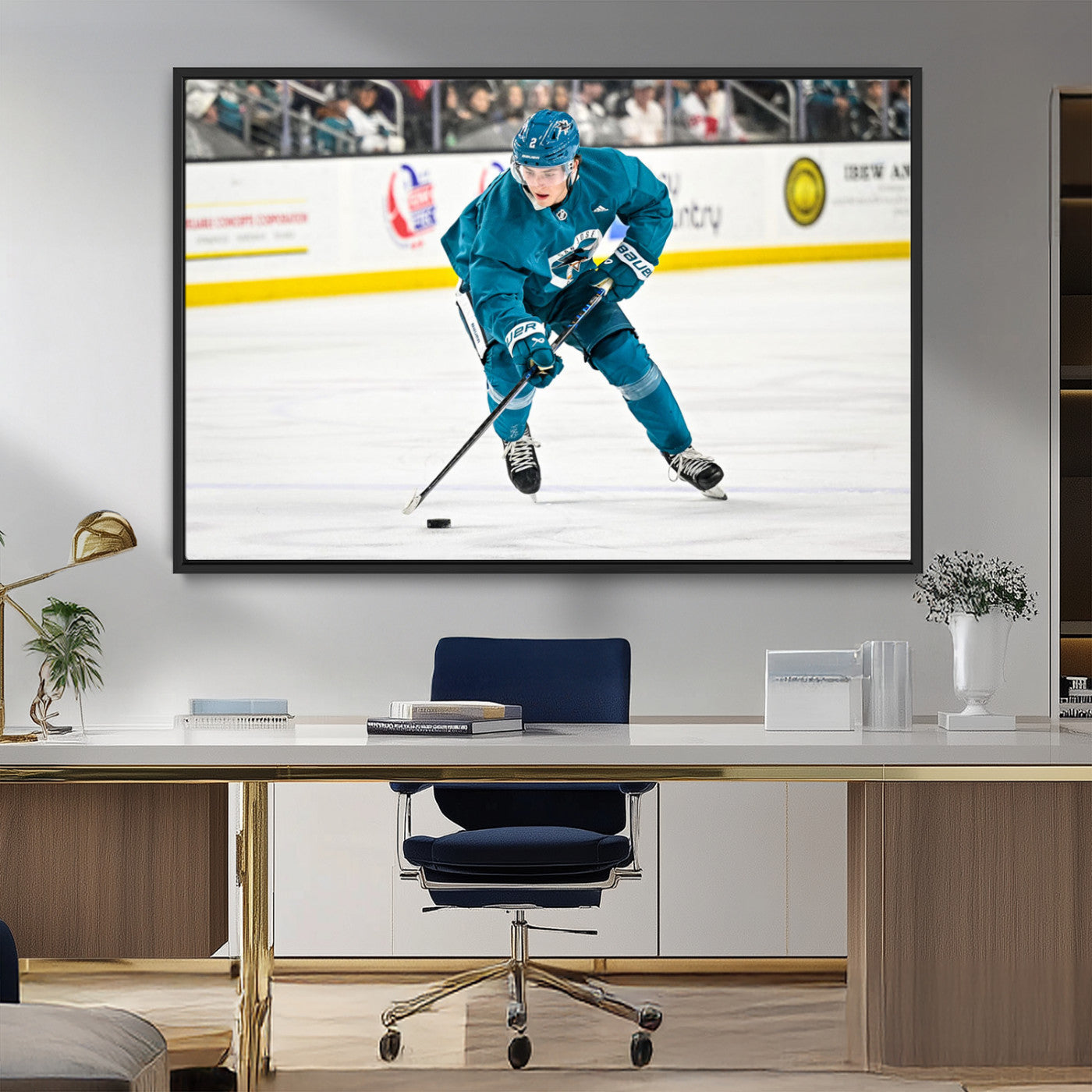 MGV-FC-36X24 - San Jose Sharks Ice Hockey Player Wall Art Canvas Print