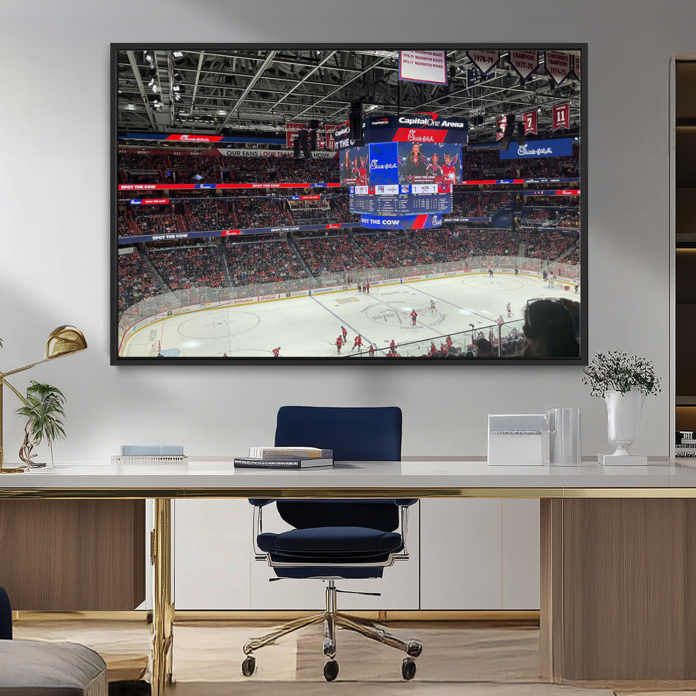 MGV-FC-36X24 - Washington Capitols New York Rangers Ice Hockey Game Stadium Wall Art Canvas Print