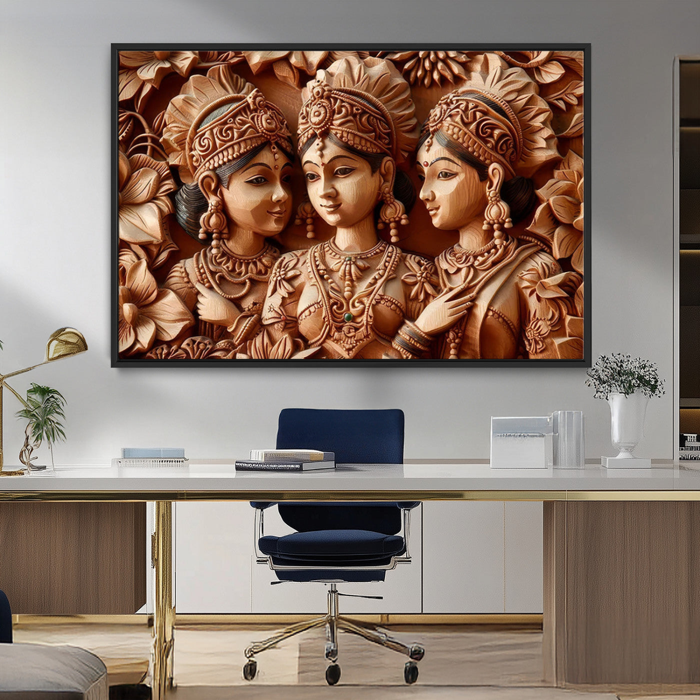 MGV-FC-36X24 - Indian Woman Statue Wall Art Canvas Print