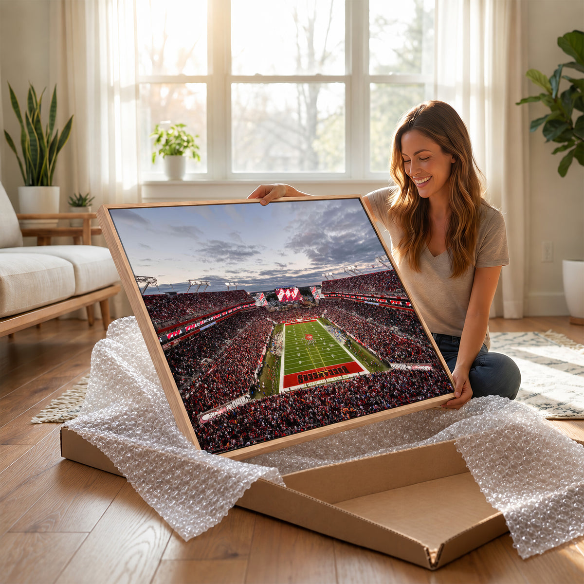 35698-MGV-CV-36X24 - Florida Tampa Raymond James Stadium Wall Art Canvas Print - NFL Football Stadium Print Canvas