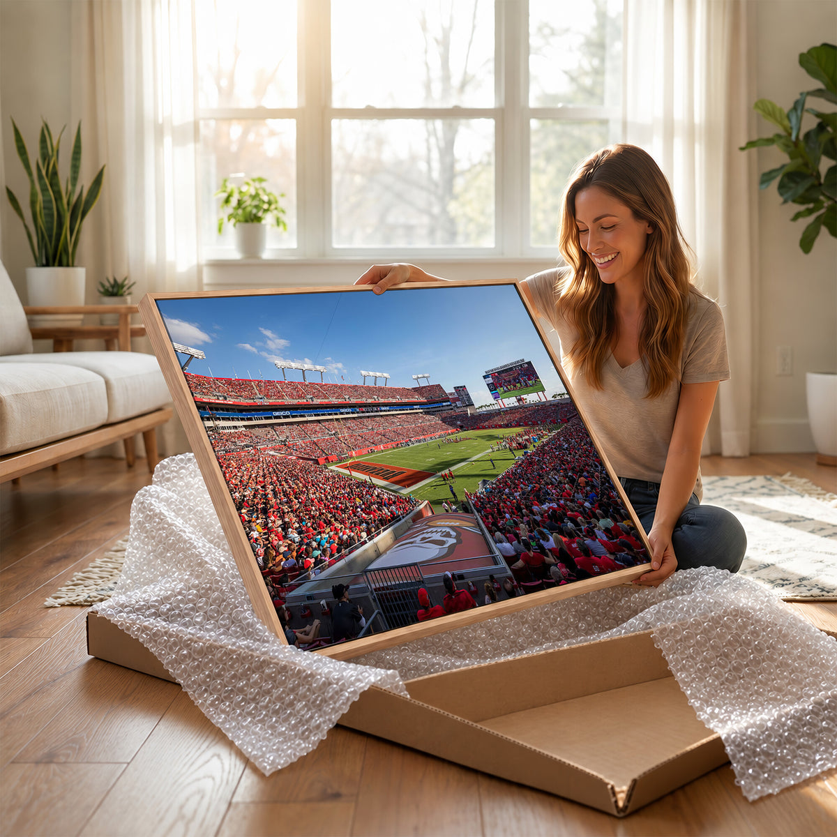 65229-MGV-CV-36X24 - Florida Tampa Raymond James Stadium Wall Art Canvas Print - NFL Football Stadium Print