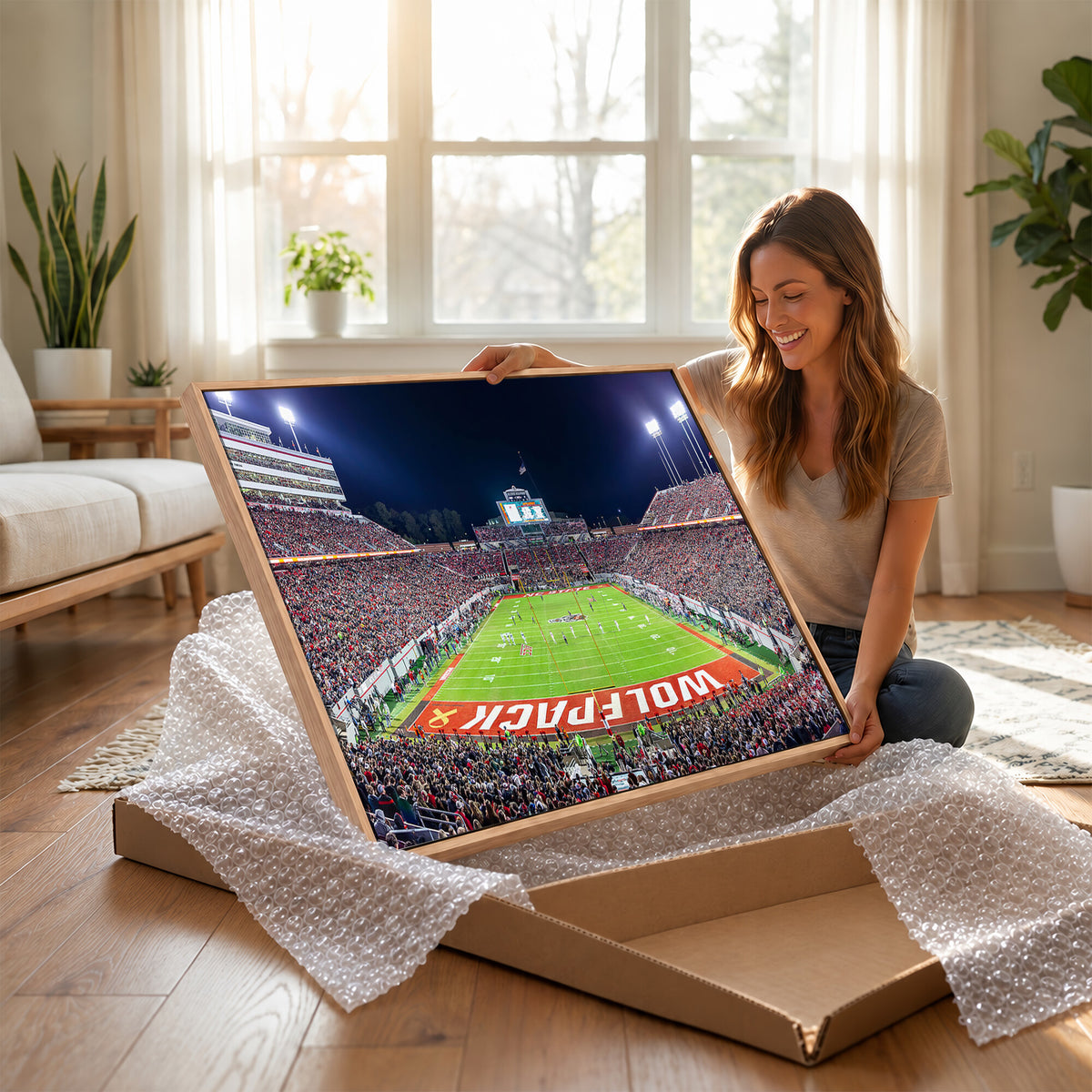 23086-MGV-CV-36X24 - NC State Wolfpack Canvas Print - Raleigh Carter-Finley Stadium Wall Art, Football Team Canvas Print