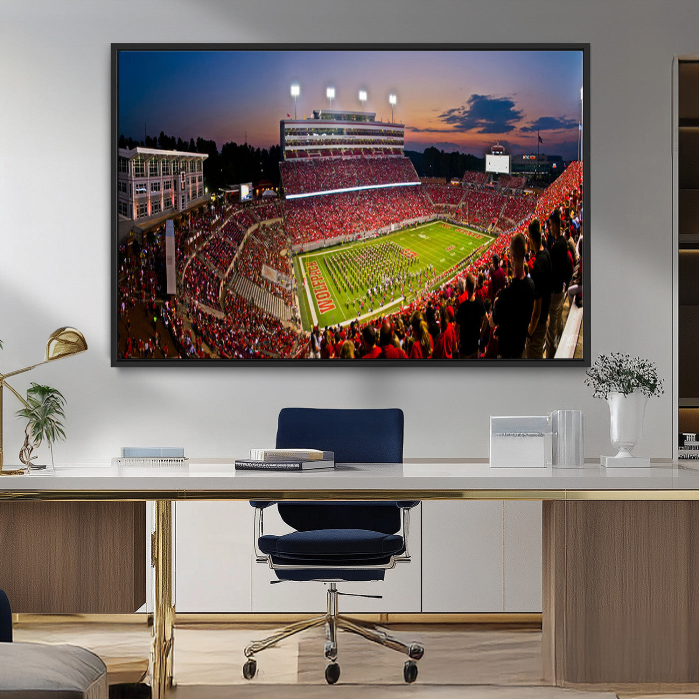 MGV-FC-36X24 - NC State Wolfpack Football Team Print - Raleigh Carter-Finley Stadium Wall Art Canvas Print