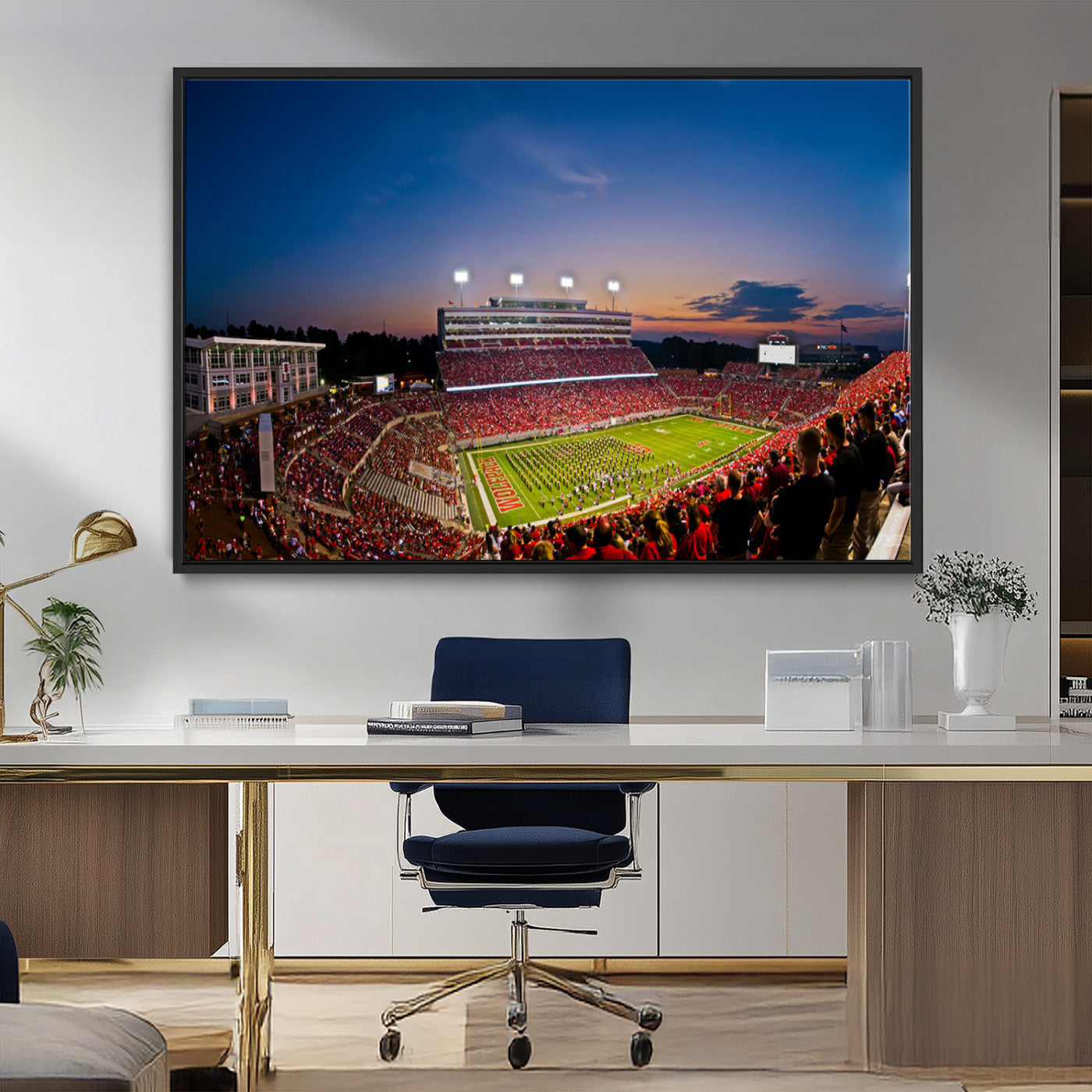 MGV-FC-36X24 - NC State Wolfpack Football Team Print - Raleigh Carter-Finley Stadium Wall Art Canvas Print