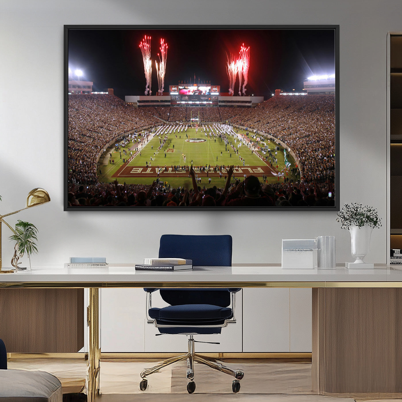MGV-FC-36X24 - Framed Florida State Seminoles Football Team Print - Tallahassee Doak Campbell Stadium Wall Art