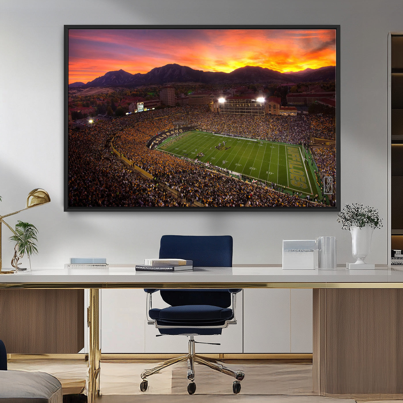 MGV-FC-36X24 - Colorado Buffaloes Football Team Print - Boulder Folsom Field Stadium Wall Art Canvas Print