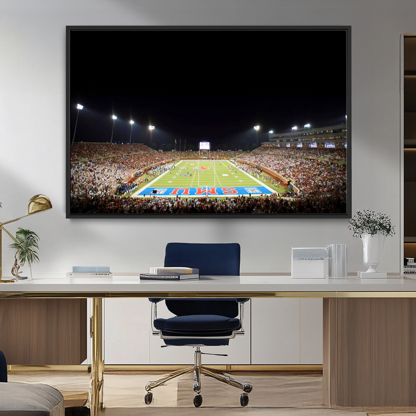 MGV-FC-36X24 - SMU Mustangs Football Team Print - Dallas Gerald J. Ford Stadium Wall Art Canvas Print